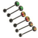 6 Pieces 16G Stainless Steel Tongue Ring Barbell Piercing Body Jewelry Black