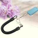 Elastic Plastic Chain Strap Coil Cord Rope Keyring Lanyard Hiking Black
