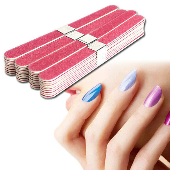 40pcs Nail Art Manicure Buffer Sanding Files Wood Crescent Sandpaper Grit