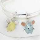 2pcs/set Enamel mouse pendant bangle trinket animal jewelry for women gift  BX