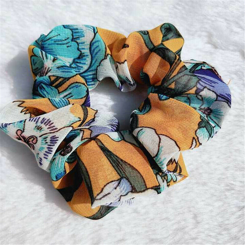 16pcs Hair Scrunchies Band Elastic Ties Big Floral Ponytail Holder Pack F. Women