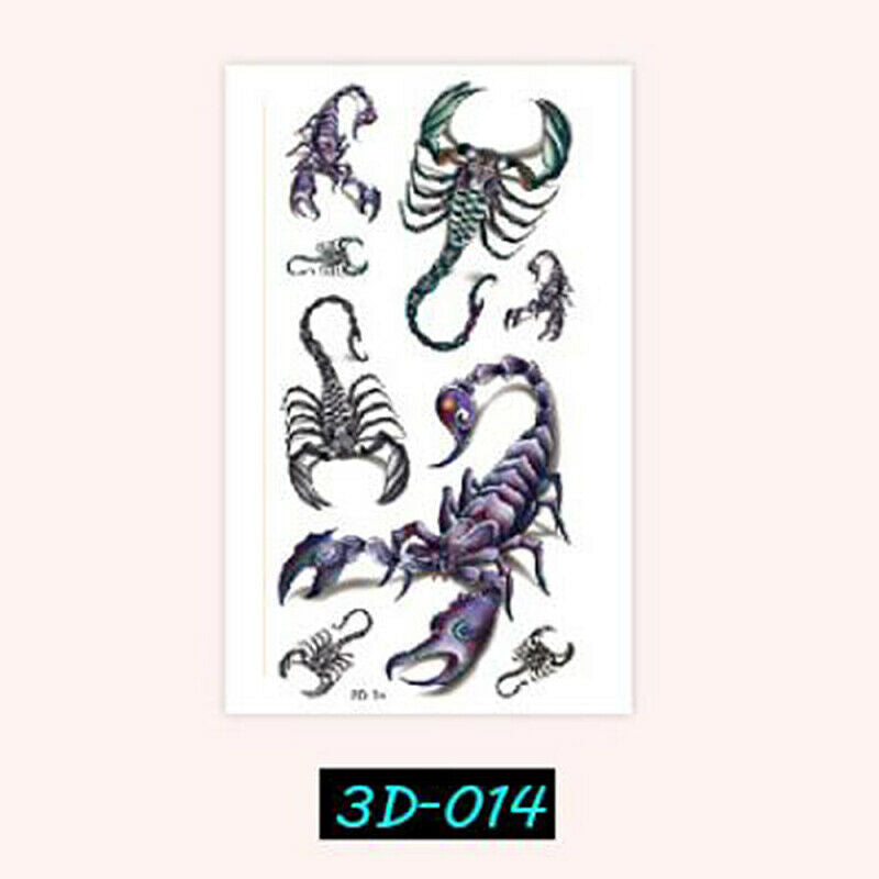2 Sheet Grey Scorpion Design Temporary Waterproof Tattoos Stickers Bod dsf