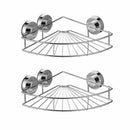 2pcs Bathroom Corner Shelf Shower Caddy Vacuum Suction Bath Storage Rack Ho
