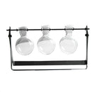 Modern Glass Tabletop Hydroponic Flower Vase With Cast Iron Tray 3 Beaker E