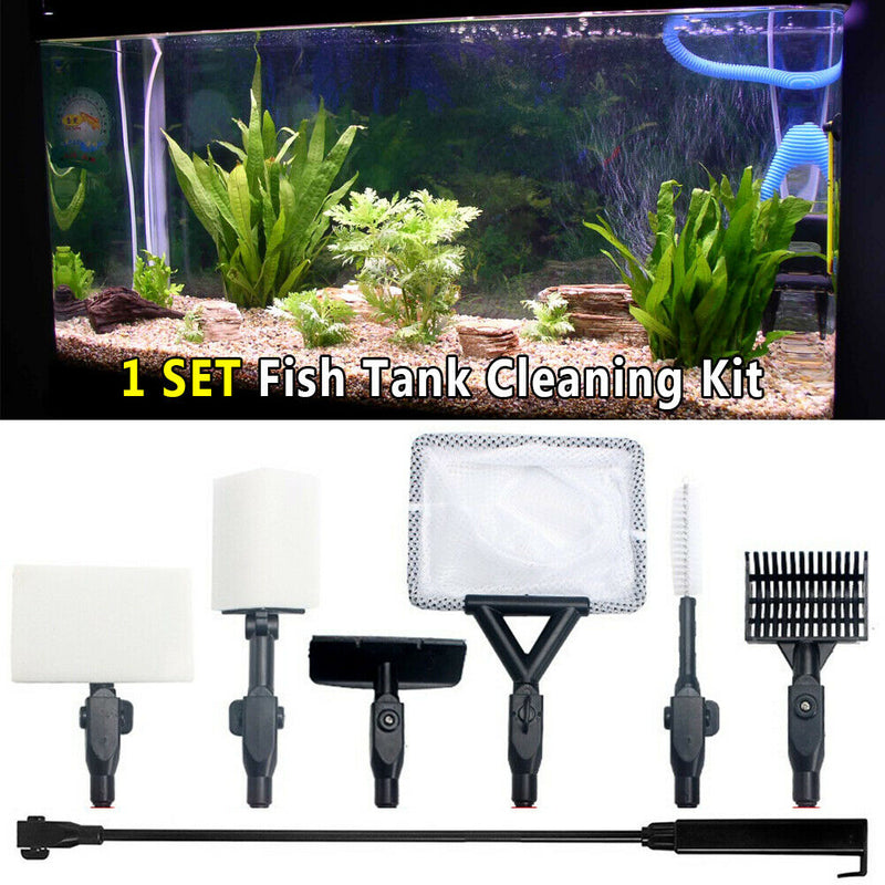 6 In 1 Fish Tank Cleaning Kit Home Brush For Aquarium Algae Scraper Ergonomic