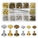 Metal Tool 180 Sets Double Cap Leather Leather Studs Tubular Rivets Cr W8D1 Z9P3