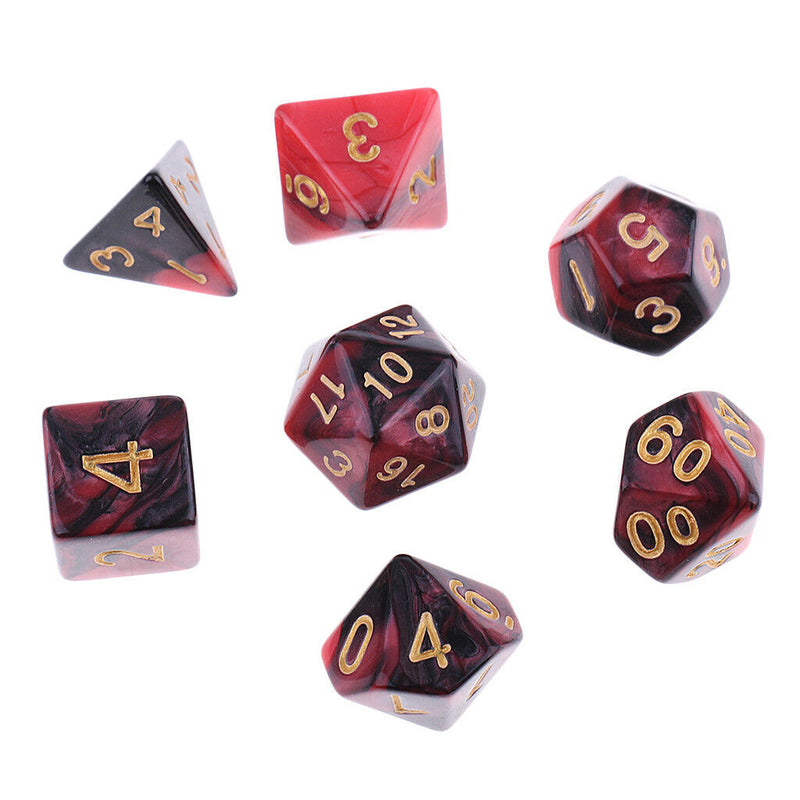 7Pcs Polyhedral Digital Dices Dies Game for  Red & Black