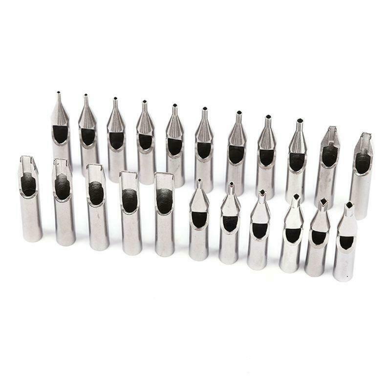High Quality 22PCS 304 Stainless Steel Tattoo Tips Kit Tattoo Nozzle Tips Mix