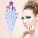 10pcs Spiral Pattern Colorful Makeup Brush Set Foundation Blusher Face Powd