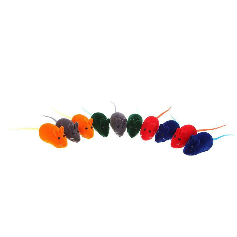 20pcs Flocking Mouse Shape Cat Toys Sound False Rat Pet Kitten Plaything