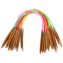 18 Pairs 16inch Multicolor Carbonized Bamboo Circular Tube Knitting Needles