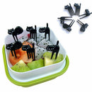 6pcs/set Lovely Lunch Box Bento Accessory Decor Black Forks Picks Cat Fruit Y8W7