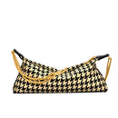 Retro Canvas Shoulder Chain Bag Women Elegant Plaid Pattern Crossbody Purse