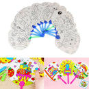 1Pc DIY kids coloring cartoon hand fan craft kindergarten drawing toys MO