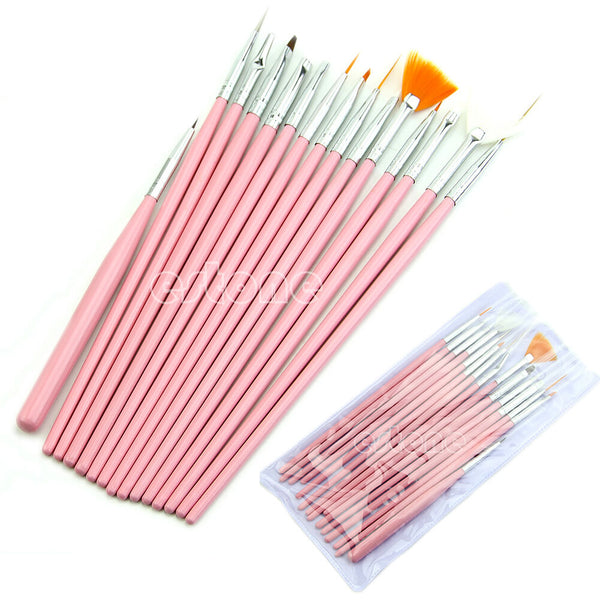 New 15 Pcs Nail Art Acrylic UV Gel Design Brush Set Painting Pen Tips Tools kit