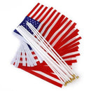 Lot of 12pcs 21x14cm Mini American Flag USA Pennant with Mats Red + White + S2U7