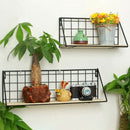 2Pcs Wooden Iron Wall Shelf Wall Mounted Storage Rack Organization for Kitc