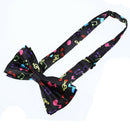 Stylish Black Bottom with Colorful Musical Note Design Bow Tie For Men