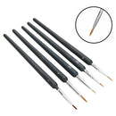 5pcs/set Fine Tip Professional Detail Paint Brush Nail Art Wooden Handle Drawing