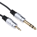 6.35mm 1/4 inch Stereo Plug to 3.5mm Audio Convertor Adapter Cable, for Mic