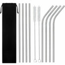 Set of 8 Stainless Steel Drinking Straws, 6 mm Reusable Metal Drinking Stra P3J3