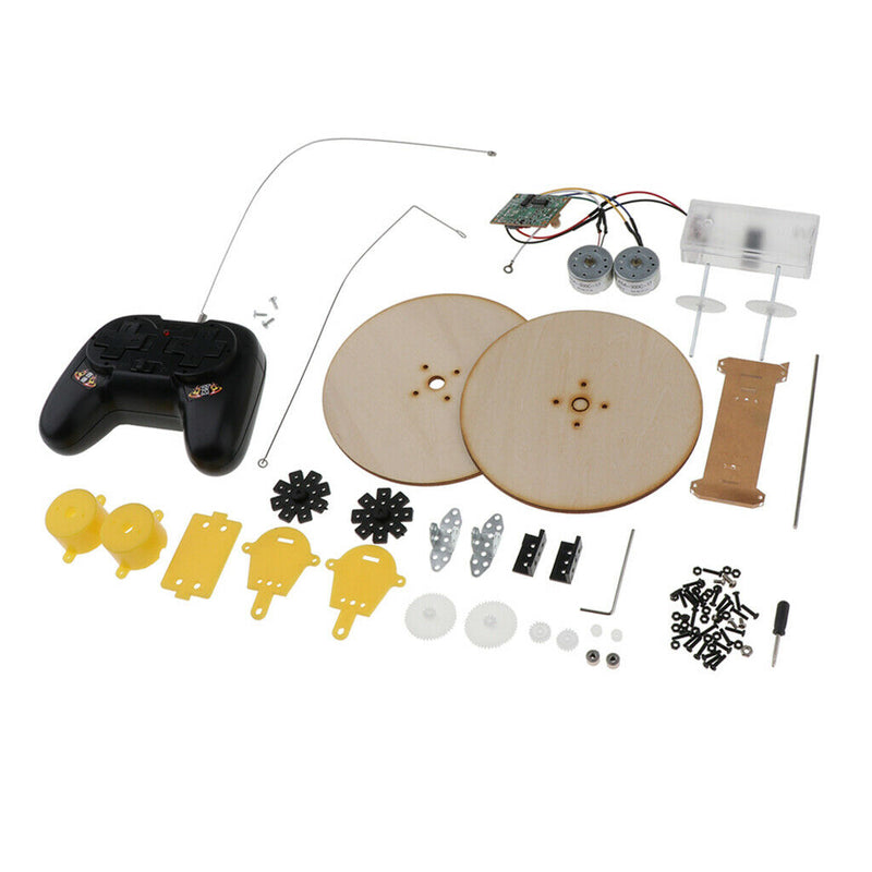 Creative Children Kids Wooden DIY Assembly Remote Control Two-wheeler Car