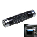 2 in 1 Blue Backlight Digital LCD Car Air Outlet Clip-on Clock Thermometer
