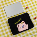 11 inch Laptop Bag Cute Bear Pouch Case for iPad Protective Cover (Black)