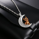 Crystal Moon Pendant Necklace Zircon Pet Dog Choker for Women Jewelry Gift