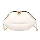 Lips Women PVC Handbags Chain Messenger Bags Shoulder Party Clutch (White)