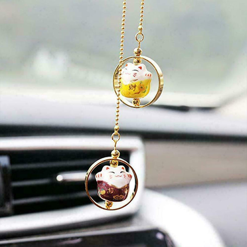 1*Car Rear View Mirror Hanging Decoration Lucky Cat Pendant Auto Accessorie N5B8