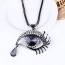 Woman Blue Evil Eye Crystal Rhinestone Teardrop Pendant Chain Necklace Vogue 3C