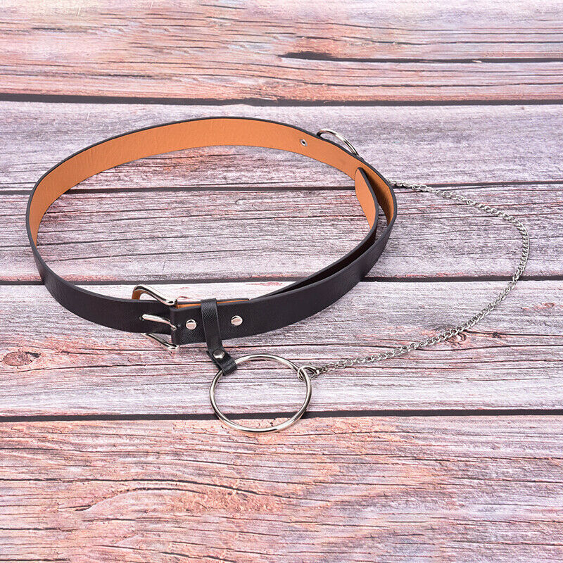 Gothic Chain Belt Circle Hollow Out Punk Unisex Adjustable Leather Buckle B BX