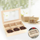 6 Compartments Tea Box Natural Wood Tea Bag Durable Jewelry Organizer Stora