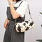 Women Handbag Cow Milk PU Leather Lady Underarm Shoulder Tote Bag (Beige)