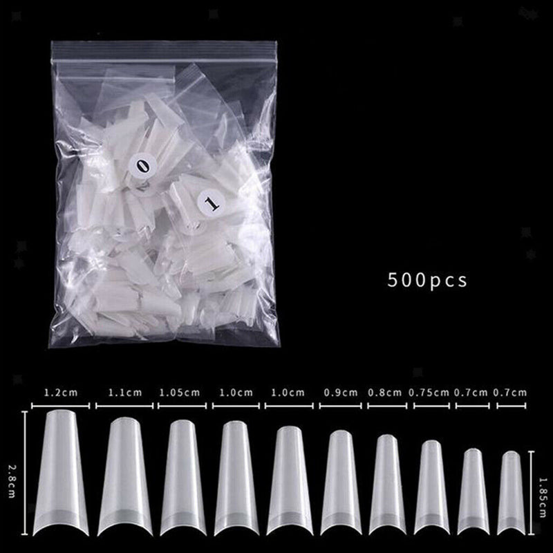 False Nails Half French Nail Tips Home DIY Nail Salon Tools 10 Sizes Natural