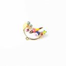 4Pieces Mini Bird Flower Birdcage Enamel Alloy Charms Pendant Jewelry Crafts
