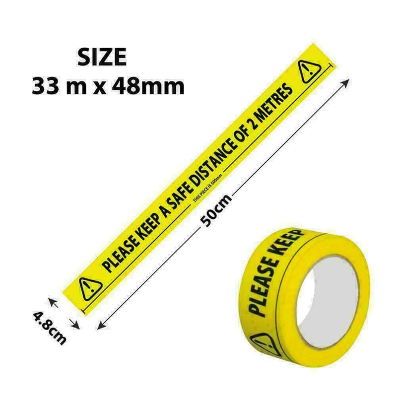 Keep 2 Metres Distance Warning Tape Floor Marking Social Distancing 33M K6X R4K6