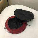 Pu Leather Beret Woman Flat Top Hat Autumn and Winter Beret Painter Hat Pum Z9X6