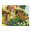 Stamped Cross Stitch Kit "Cottage" 19"x15" Printed House Design 14CT