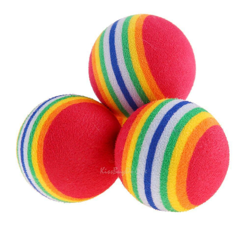 10pcs Rainbow Ball Pet Cat Kitten Soft Play Tennis Balls Activity Fun Chew Toys
