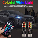 2PCS T10 COB RGB LED 6SMD Car Wedge Side Multicolor Light Bulbs w/Remote C PST