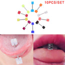 10x/Set Stainless Steel Mixed Dice Barbell Tongue Ring Studs Body Piercing BX