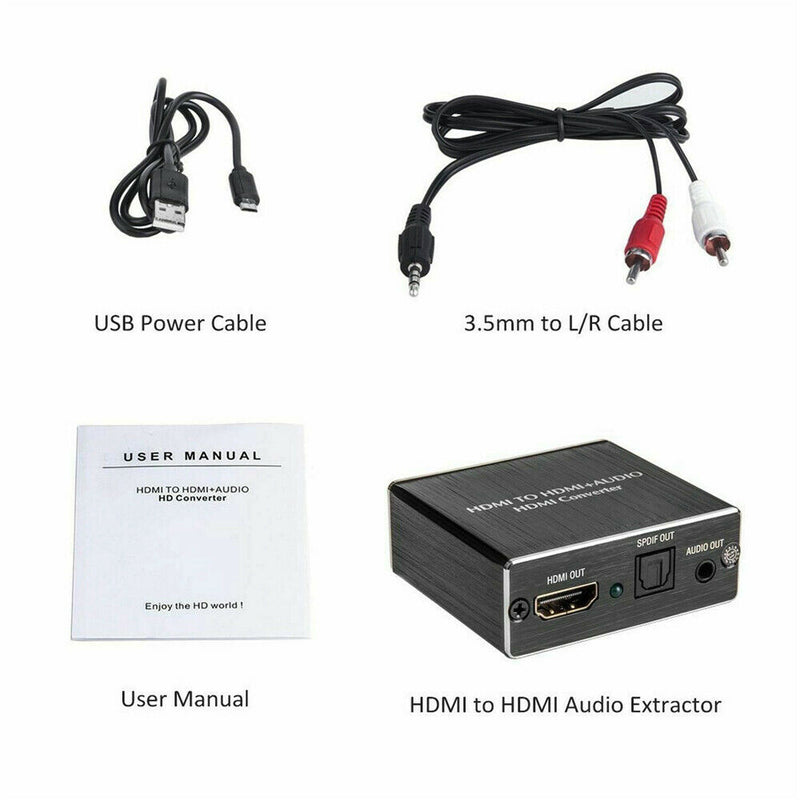 Audio Out Extractor HDMI To Optical Splitter 4K For TV DVD Player 3.5mm Stereo