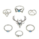 7Pcs Boho Ladies Fashion Antlers Finger Ring Set Party Prom Clubwear Jewelry