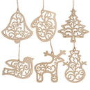 6Pcs New Christmas Tree Ornaments Hanging Xmas Tree Party Decor Wooden Pendant