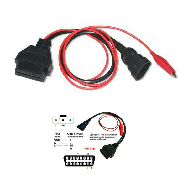For Fiat 3 Pin Alfa Lancia to 16 Pin OBDII OBD2 obd-II Connector Adapter Au