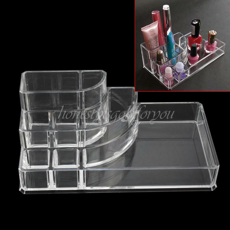 Acrylic Clear Make Up Organiser Cosmetic Stand Display Storage Case 8 Tip