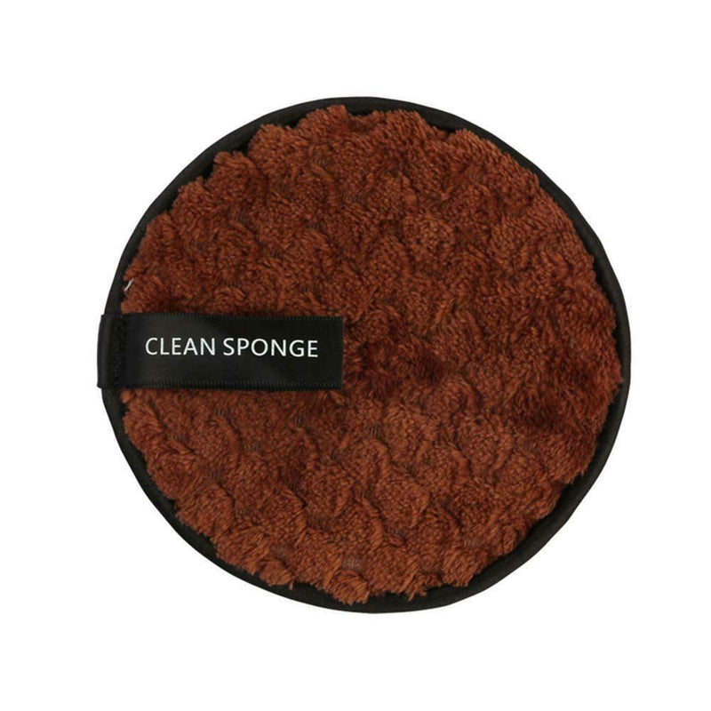 Fiber Makeup Remover Pad Reusable Face Cleaning Sponge Cosmetic Puff (Brown A