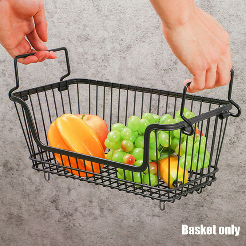 Kitchen Counter Cabinet Fruit Vegetable Iron Art Storage Basket With Handles